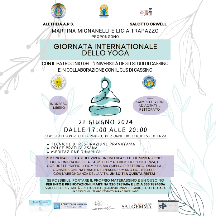 Yoga, Martina Mignanelli e Licia Trapazzo celebrano a Cassino la giornata internazionale, in collaborazione con il CUS ed il patrocinio dell’Università