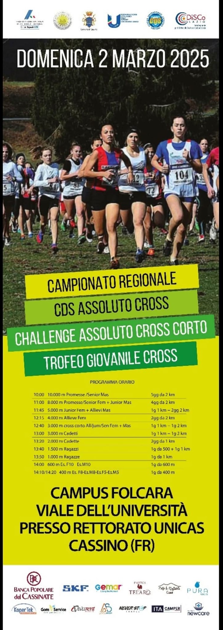 Domenica 2 marzo torna a Cassino il CROSS Regionale